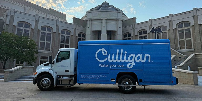 Culligan truck parked outside Pocatello Theater